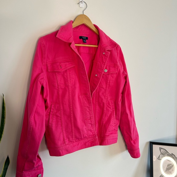 Chaps Pink Denim Jacket, Size Large in EUC - Picture 5 of 15